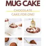 four images of a keto chocolate mug cake