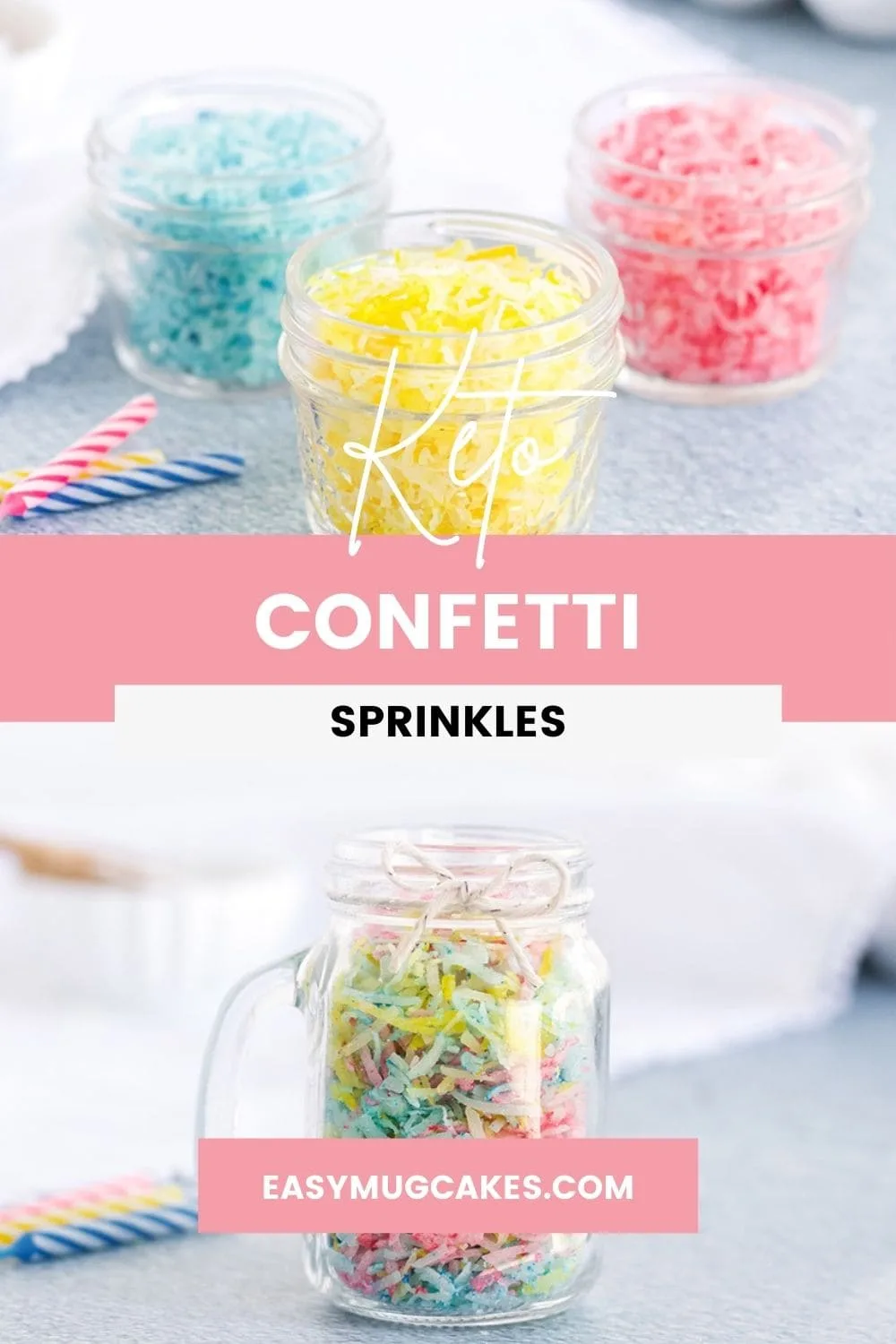 Colored coconut for keto confetti sprinkles.