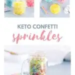 jars of colored shredded coconut for keto sprinkles